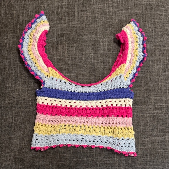 ZARA Ruffled Crochet Knit Top – Size S - Picture 2 of 7